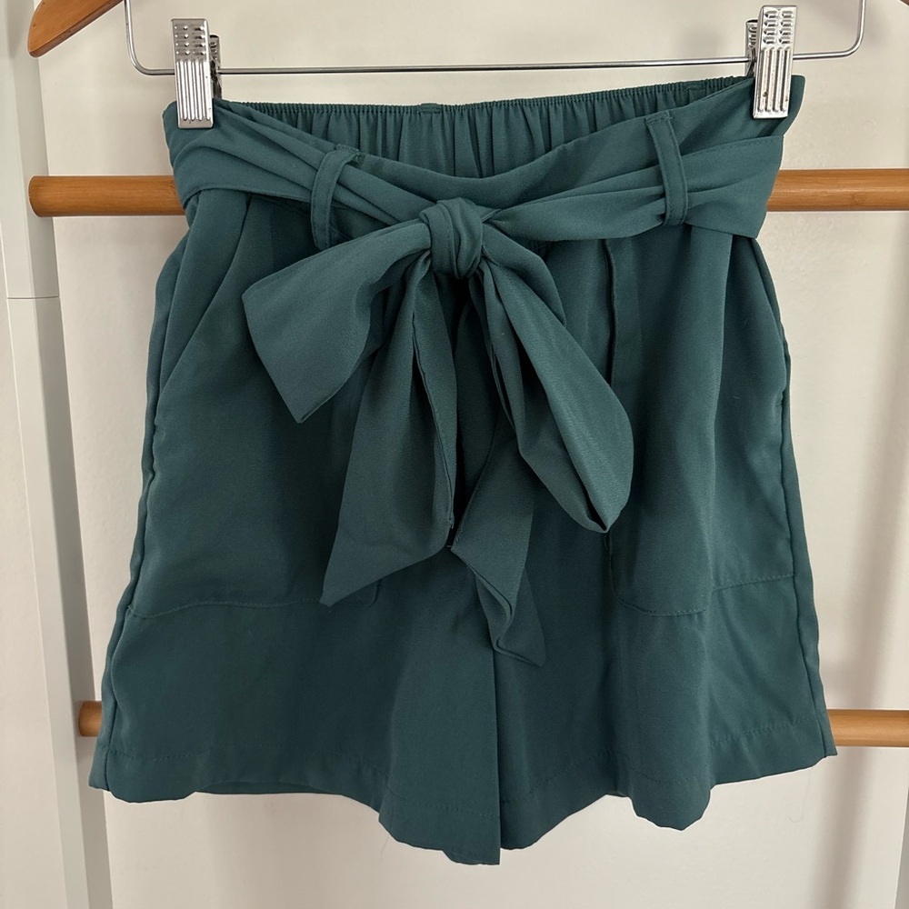 A New Day Teal Shorts with Bow Accent